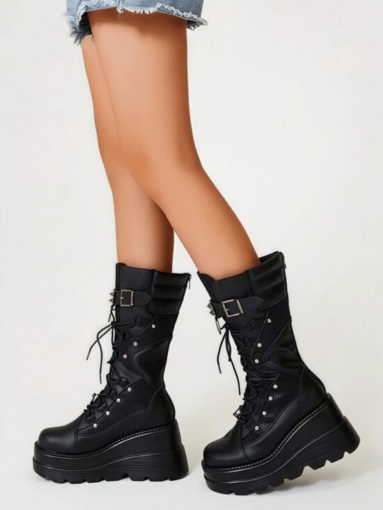 Rave goth platform laceup boots - Picture 5 of 6